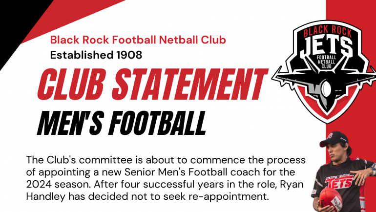 Club Statement: Senior Men's Coaching Position